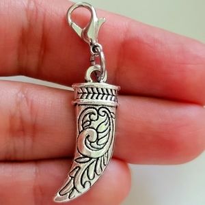 Ornate wolf fang planner charm clipon pull